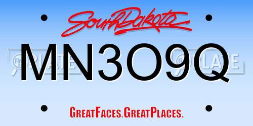 MN3O9Q South Dakota License Plate