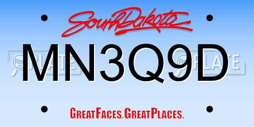 MN3Q9D South Dakota License Plate