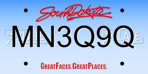 MN3Q9Q South Dakota License Plate