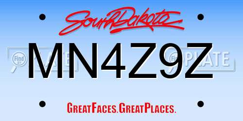 MN4Z9Z South Dakota License Plate