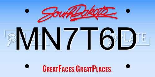 MN7T6D South Dakota License Plate