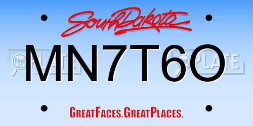 MN7T6O South Dakota License Plate