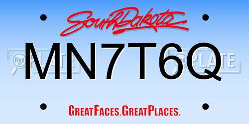 MN7T6Q South Dakota License Plate