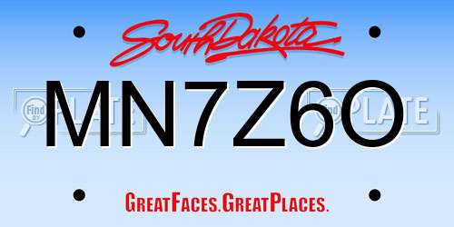 MN7Z6O South Dakota License Plate