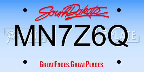 MN7Z6Q South Dakota License Plate