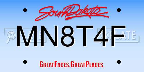 MN8T4F South Dakota License Plate
