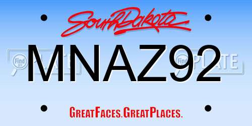 MNAZ92 South Dakota License Plate
