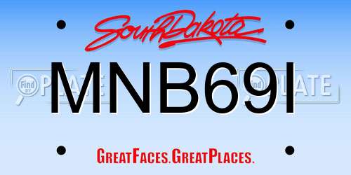 MNB69I South Dakota License Plate