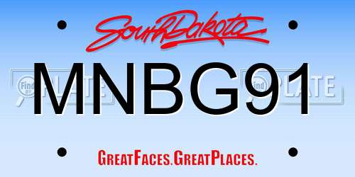 MNBG91 South Dakota License Plate