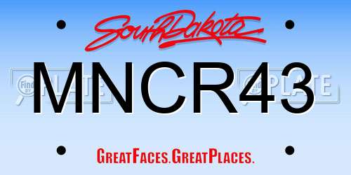 MNCR43 South Dakota License Plate