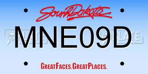 MNE09D South Dakota License Plate