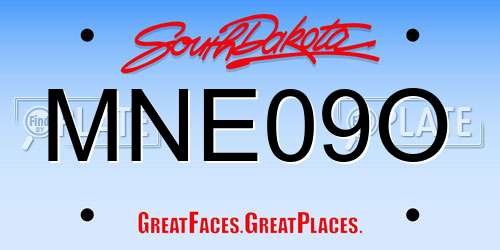 MNE09O South Dakota License Plate