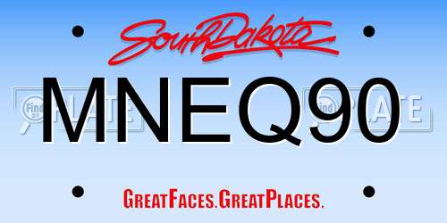 MNEQ90 South Dakota License Plate