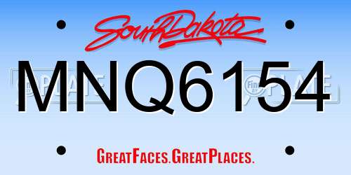 MNQ6154 South Dakota License Plate