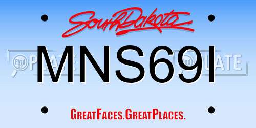 MNS69I South Dakota License Plate