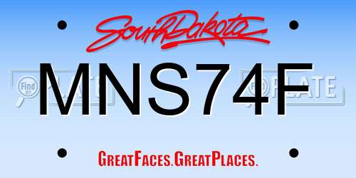 MNS74F South Dakota License Plate
