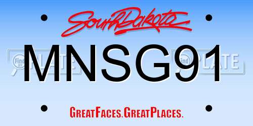 MNSG91 South Dakota License Plate