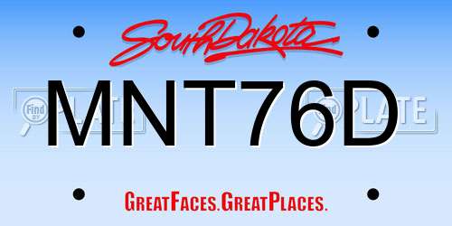 MNT76D South Dakota License Plate