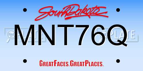 MNT76Q South Dakota License Plate