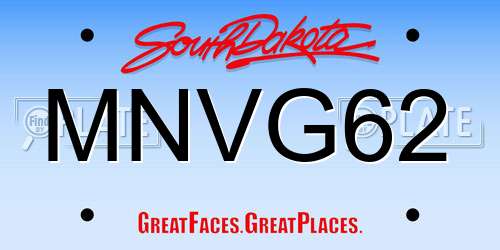 MNVG62 South Dakota License Plate