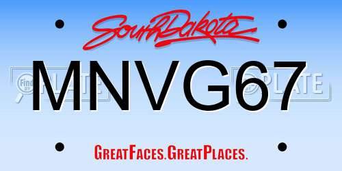 MNVG67 South Dakota License Plate