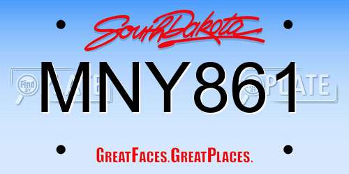 MNY861 South Dakota License Plate