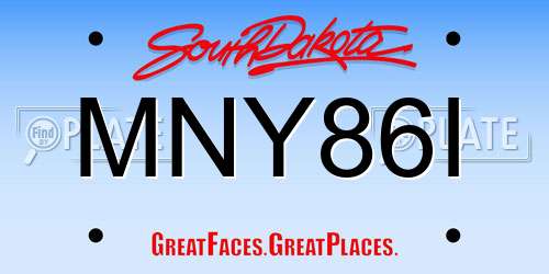 MNY86I South Dakota License Plate