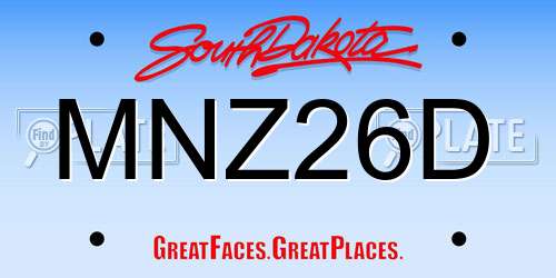 MNZ26D South Dakota License Plate