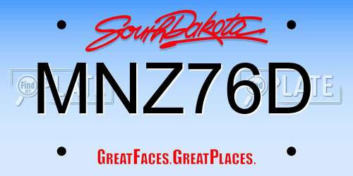 MNZ76D South Dakota License Plate