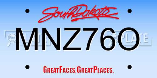 MNZ76O South Dakota License Plate