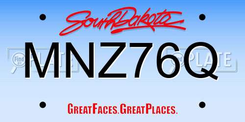 MNZ76Q South Dakota License Plate