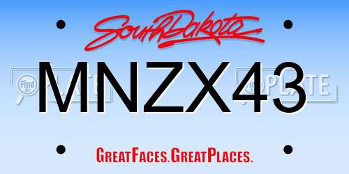 MNZX43 South Dakota License Plate