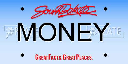 MONEY South Dakota License Plate