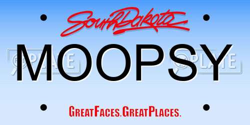 MOOPSY South Dakota License Plate