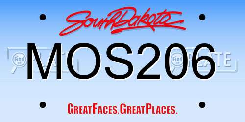 MOS206 South Dakota License Plate