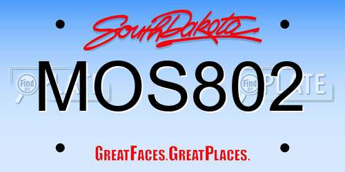 MOS802 South Dakota License Plate