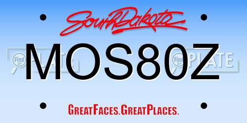MOS80Z South Dakota License Plate