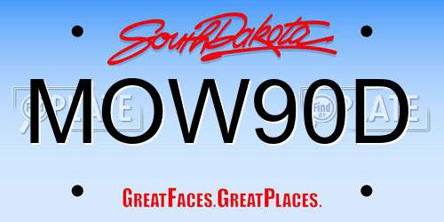 MOW90D South Dakota License Plate