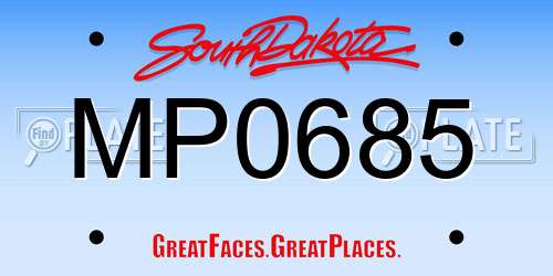 MP0685 South Dakota License Plate
