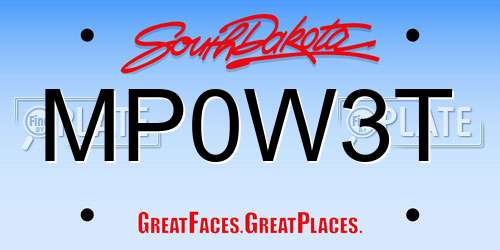 MP0W3T South Dakota License Plate