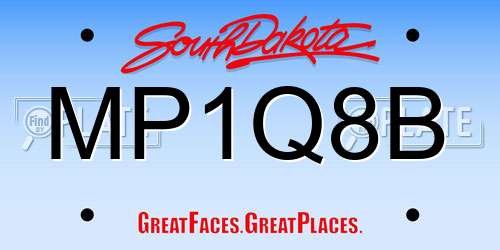 MP1Q8B South Dakota License Plate