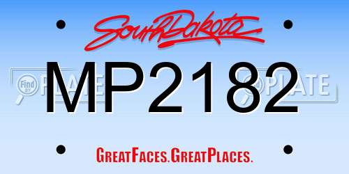MP2182 South Dakota License Plate