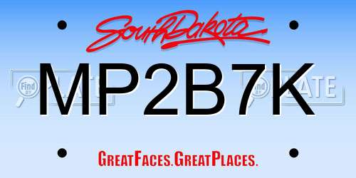 MP2B7K South Dakota License Plate