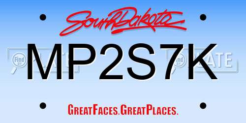 MP2S7K South Dakota License Plate
