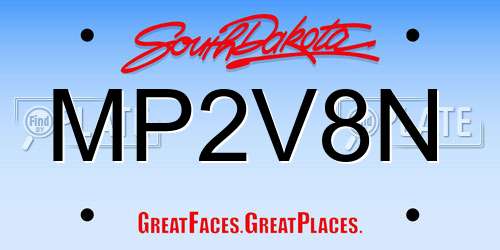 MP2V8N South Dakota License Plate