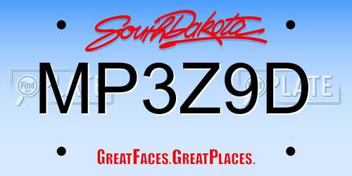 MP3Z9D South Dakota License Plate
