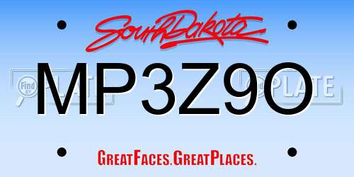 MP3Z9O South Dakota License Plate