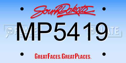 MP5419 South Dakota License Plate