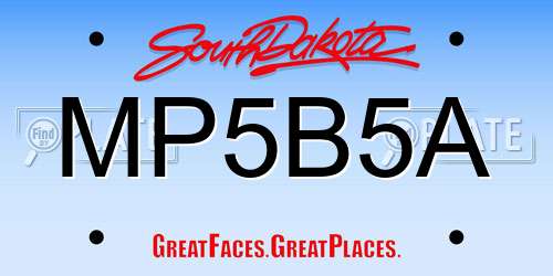 MP5B5A South Dakota License Plate