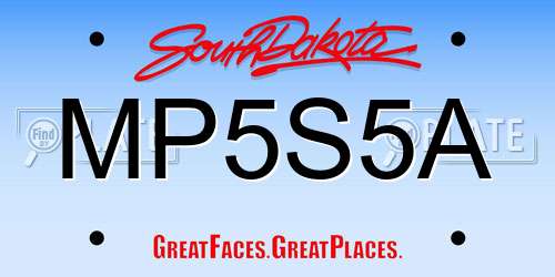 MP5S5A South Dakota License Plate